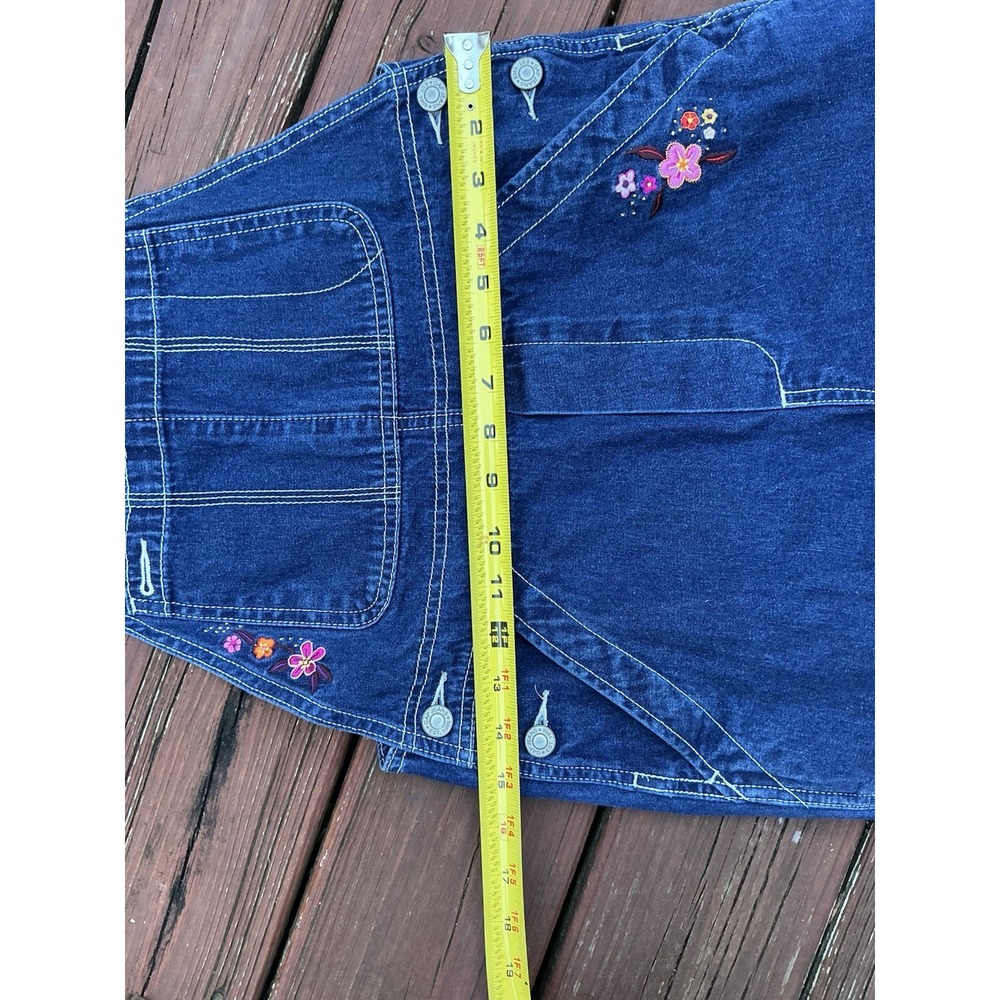 VTG‎ Girls Gap Floral Embroidered Denim Overalls Made In Hong Kong Size XL - Picture 7 of 8